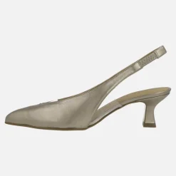 Zapatos corte salón destalonados en piel combinada con vinilo