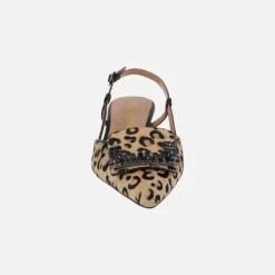 Zapatos corte salón destalonados en animal print leopardo