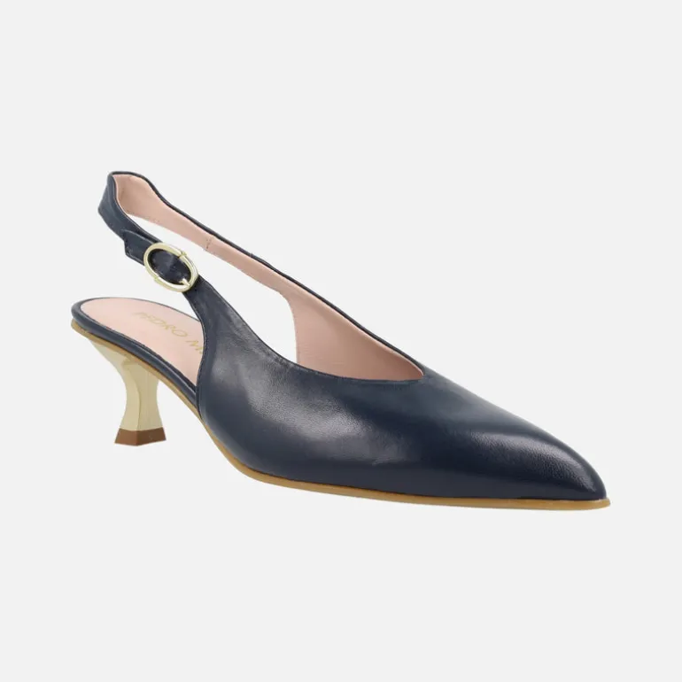 Zapatos corte salón destalonados con tacón bajo