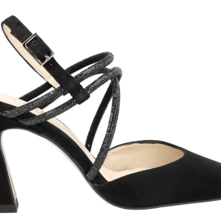 Zapatos corte salón destalonados Giselda con tiras de strass