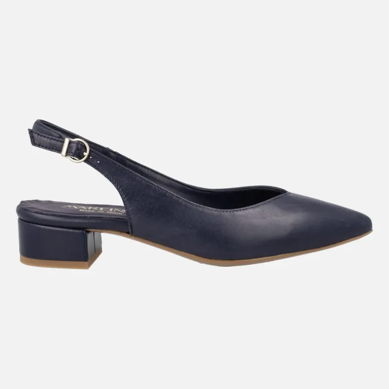 Zapatos corte salón destalonados con tacón bajo