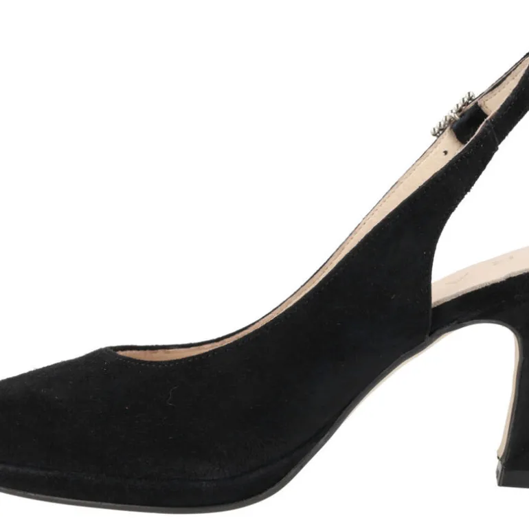 Zapatos corte salón destalonados con hebilla de pedrería