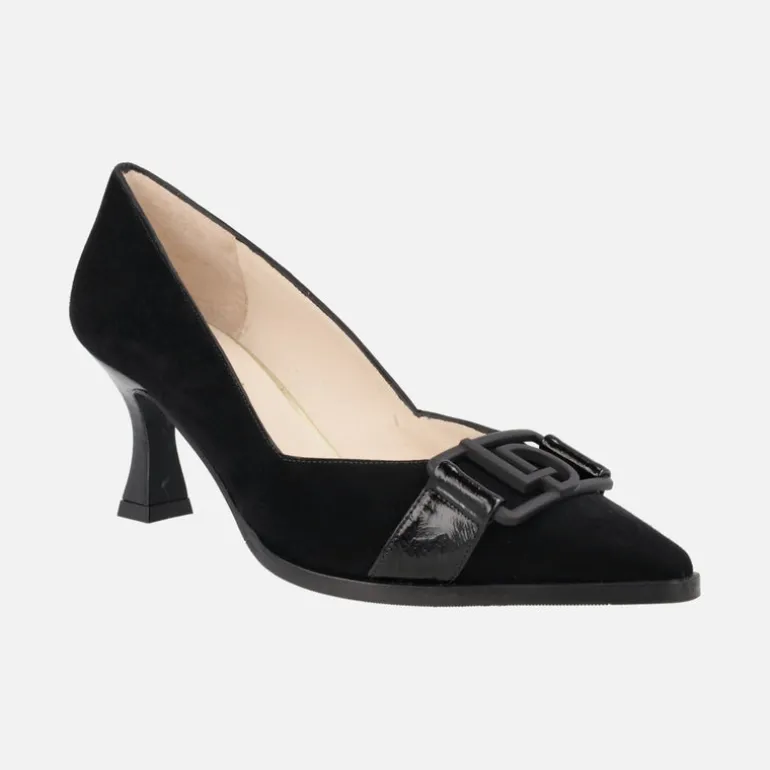 Zapatos corte salón en ante negro con adorno Lodi Jisin