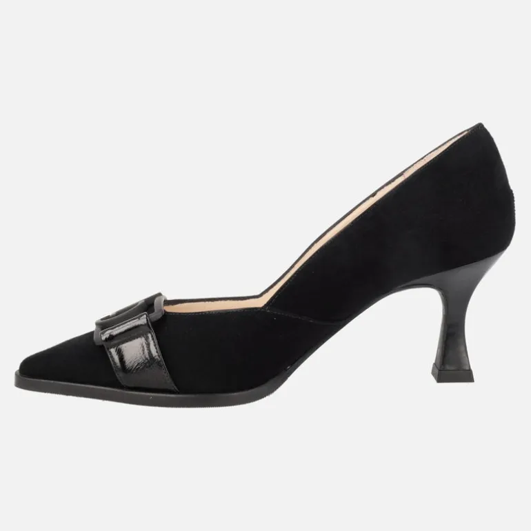 Zapatos corte salón en ante negro con adorno Lodi Jisin