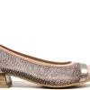 Zapatos corte salón en piel y rejilla con tacones de 3 cms