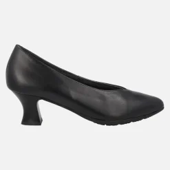 Zapatos corte salón en piel negra con tacón medio