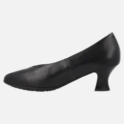 Zapatos corte salón en piel negra con tacón medio