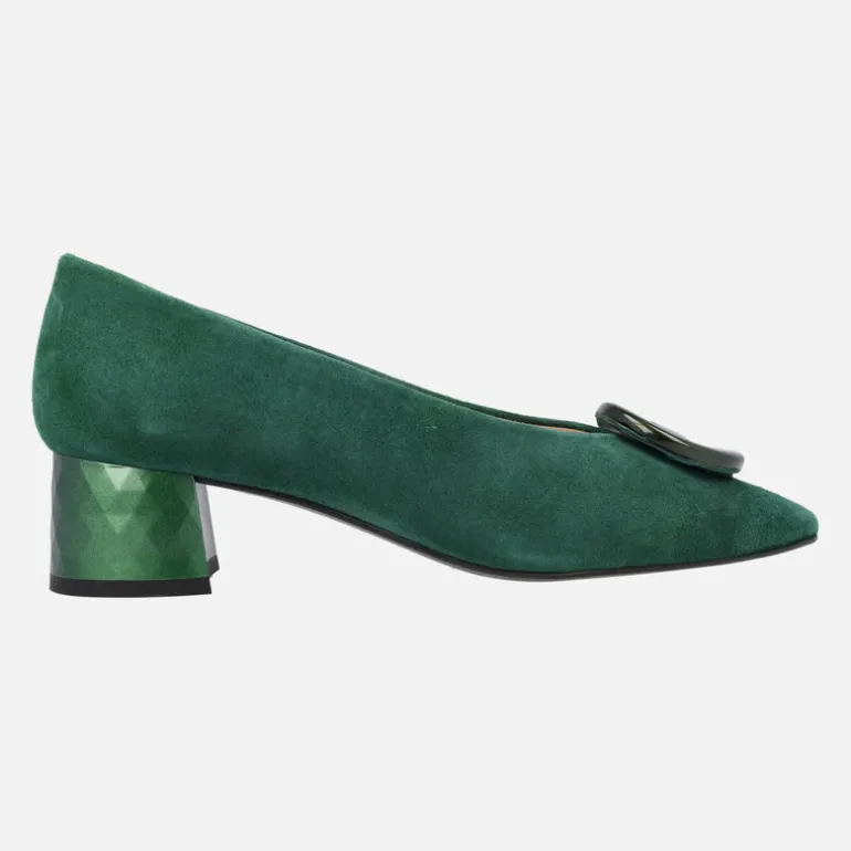 Zapatos de ante con tacón bajo y adorno Iga