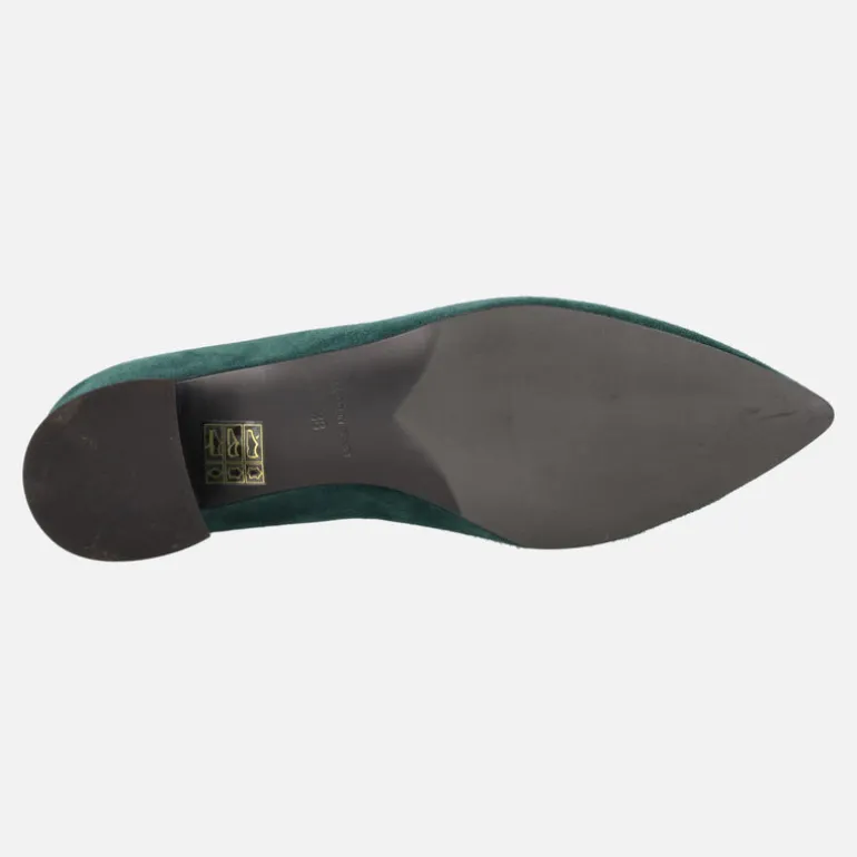 Zapatos de ante con tacón bajo y adorno Iga