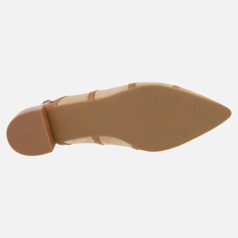 Zapatos de ante destalonados con tacón bajo