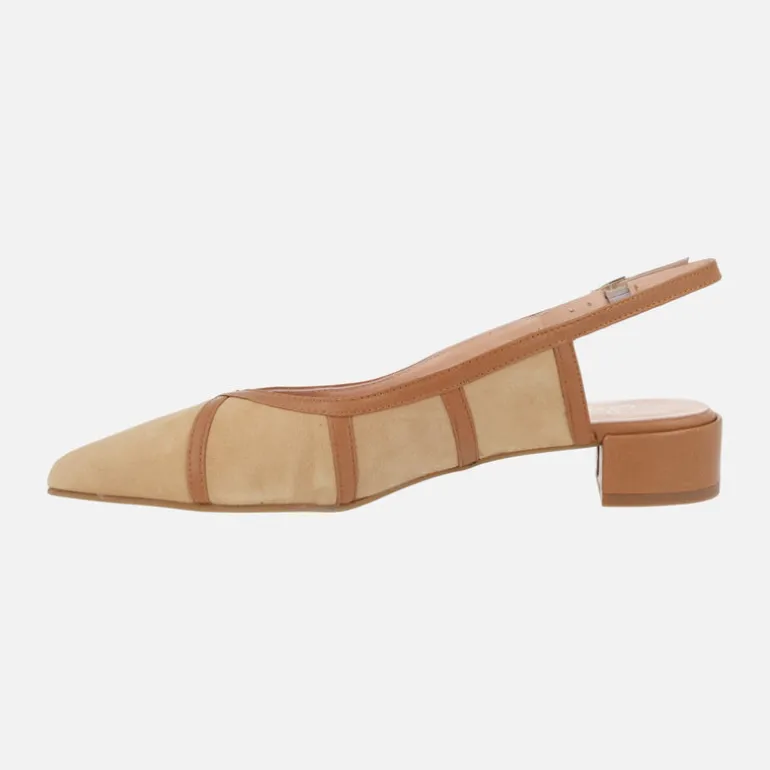 Zapatos de ante destalonados con tacón bajo
