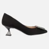 Zapatos de ante negro con tacón bajo y adorno de fantasía Lilien