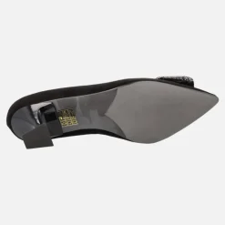 Zapatos de ante negro con tacón bajo y adorno de fantasía Lilien