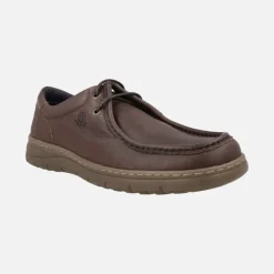 Zapatos de cordones para hombre estilo wallabee en piel marrón