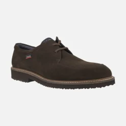Zapatos de cordones para hombre en serraje marrón