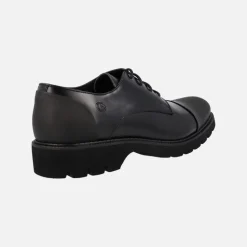 Zapatos de cordones para hombre en antik negro con talón y puntera mates