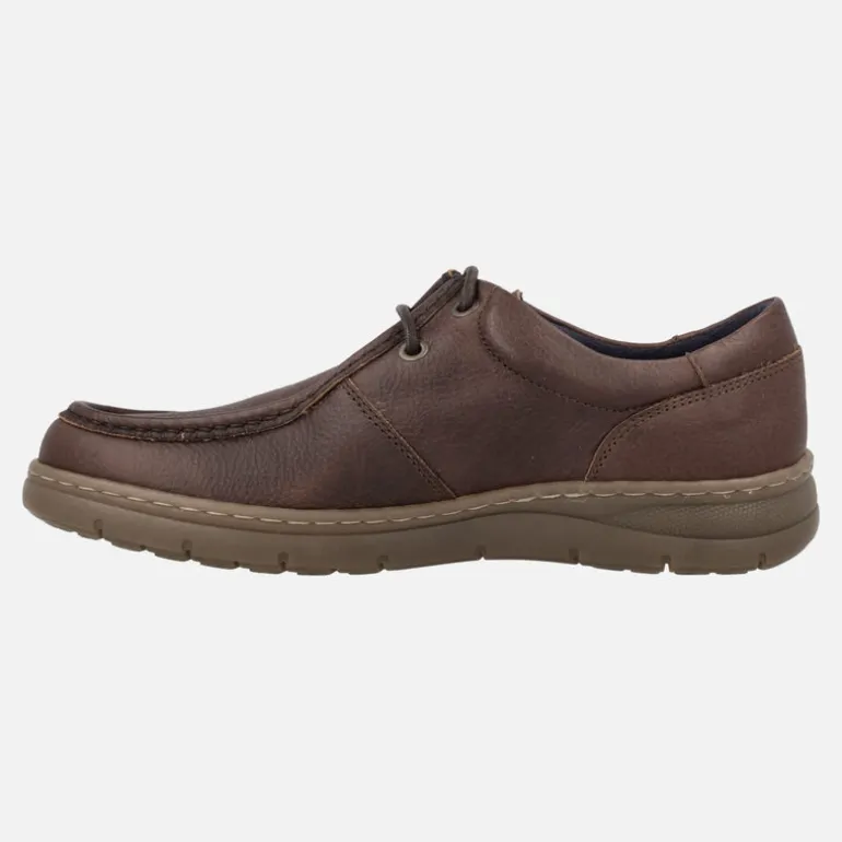 Zapatos de cordones para hombre estilo wallabee en piel marrón