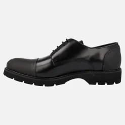 Zapatos de cordones para hombre en antik negro con talón y puntera mates