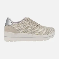 Zapatos de estilo deportivo con cordones en tejido rafia