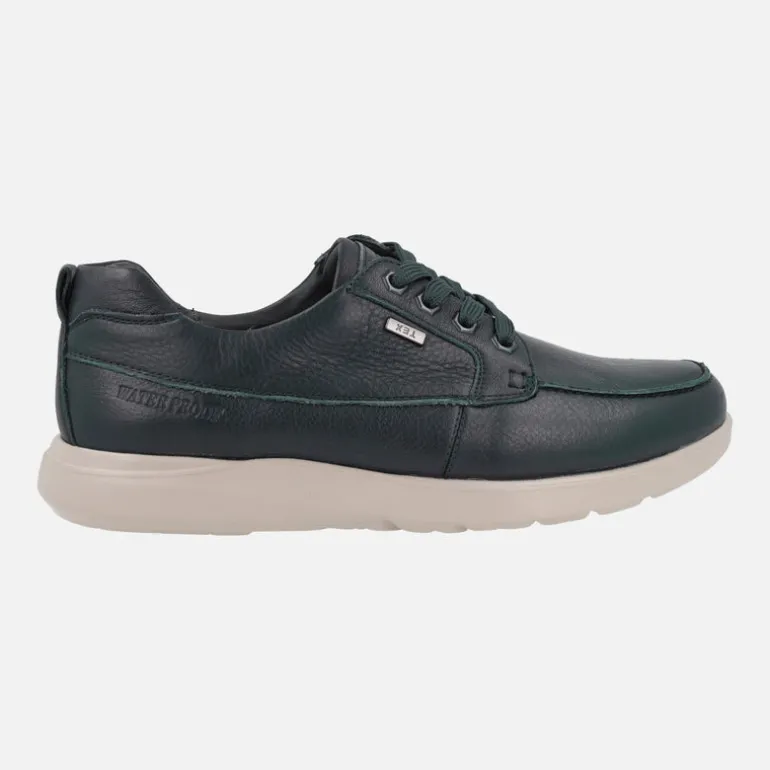 Zapatos de piel azul marino con cordones y membrana TEX