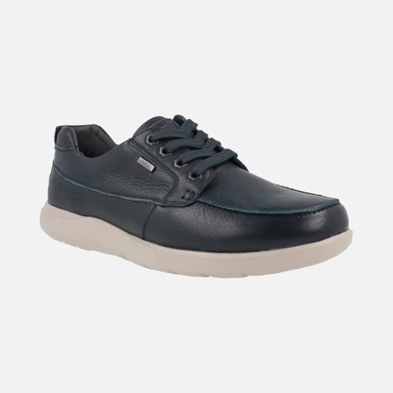 Zapatos de piel azul marino con cordones y membrana TEX