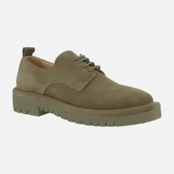 Zapatos de piel serraje con cordones para mujer