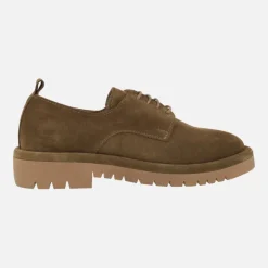 Zapatos de piel serraje con cordones para mujer