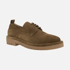 Zapatos de piel serraje con cordones para mujer