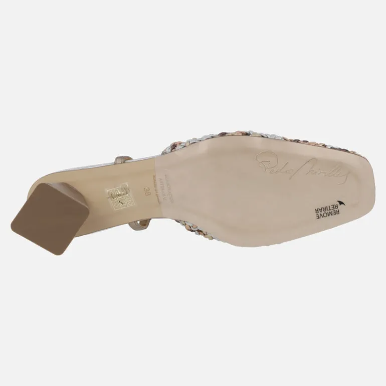 Zapatos de piel trenzados destalonados multimetal