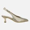 Zapatos de salón destalonados con tacón bajo en piel metalizada