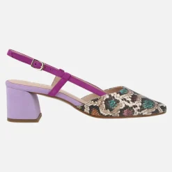 Zapatos de salón destalonados con animal print en combinado multicolor