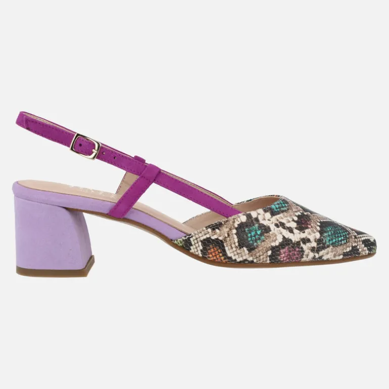 Zapatos de salón destalonados con animal print en combinado multicolor