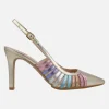 Zapatos de salón destalonados Rostel en piel cava con tiras multicolor