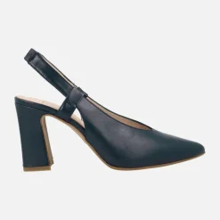 Zapatos de salón destalonados en piel lisa con tacón alto