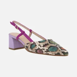 Zapatos de salón destalonados con animal print en combinado multicolor