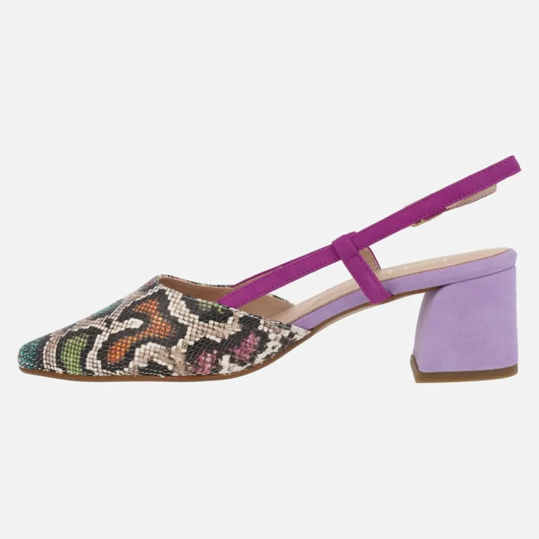Zapatos de salón destalonados con animal print en combinado multicolor