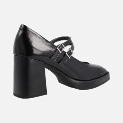 Zapatos de tacón alto en charol negro estilo mary jane