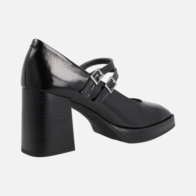 Zapatos de tacón alto en charol negro estilo mary jane
