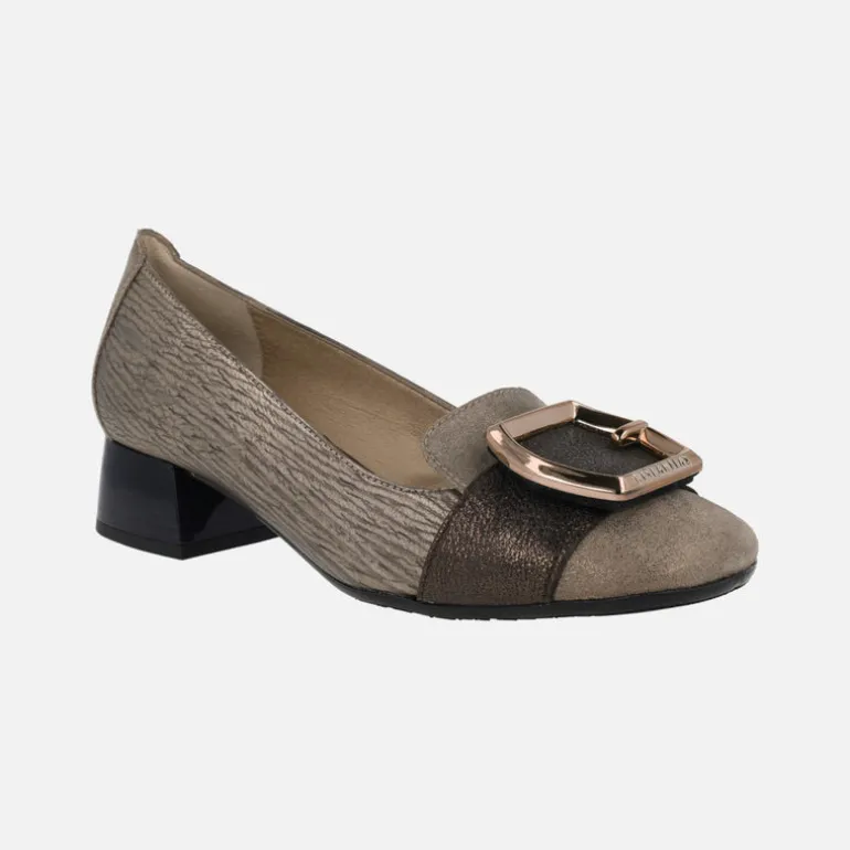 Zapatos de tacón bajo Manila en combinado de metalizados