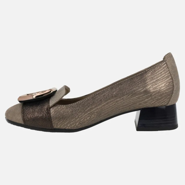 Zapatos de tacón bajo Manila en combinado de metalizados