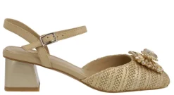 Zapatos de tacón con pala en tejido y adorno de pedrería Julie