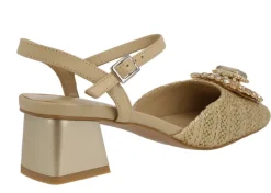 Zapatos de tacón con pala en tejido y adorno de pedrería Julie