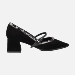 Zapatos de tacón estilo mary jane en ante negro con remaches Chirun