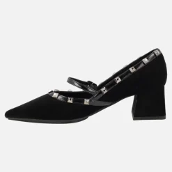 Zapatos de tacón estilo mary jane en ante negro con remaches Chirun