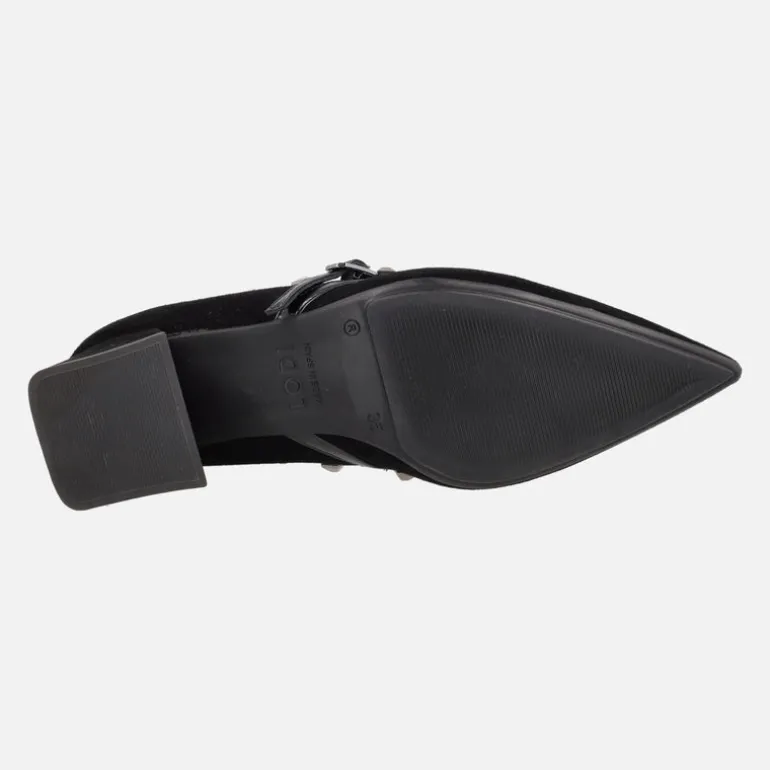 Zapatos de tacón estilo mary jane en ante negro con remaches Chirun