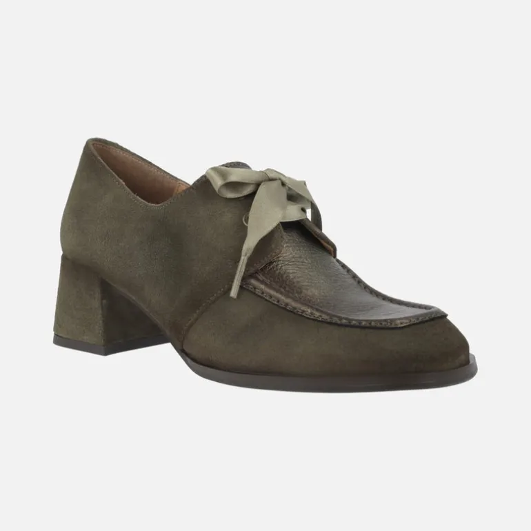 Zapatos de tacón Talitha en piel y ante con cordones de raso