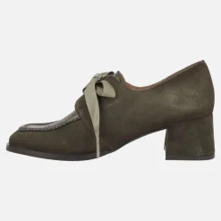 Zapatos de tacón Talitha en piel y ante con cordones de raso