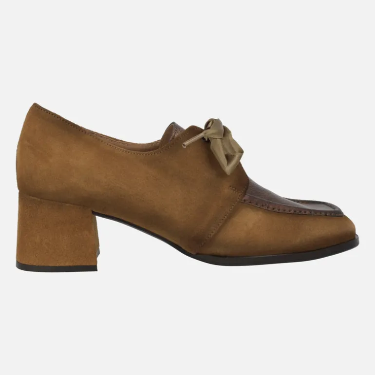 Zapatos de tacón Talitha en piel y ante con cordones de raso