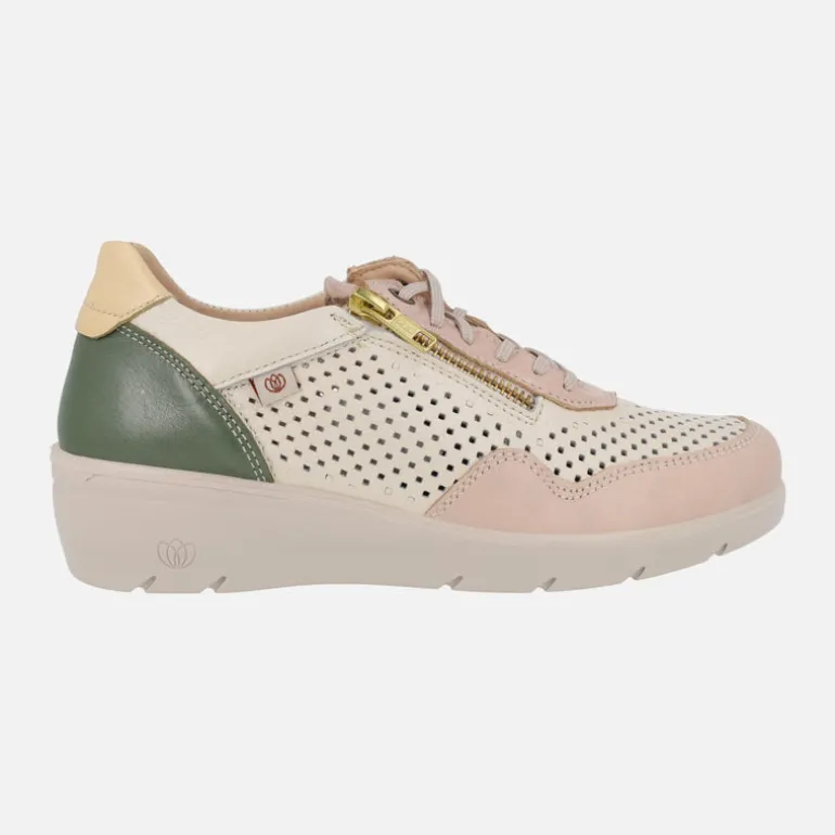 Zapatos deportivos de piel con picados y cremallera