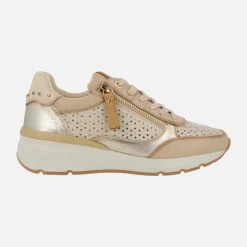 Zapatos deportivos de piel con troquelados y cremallera